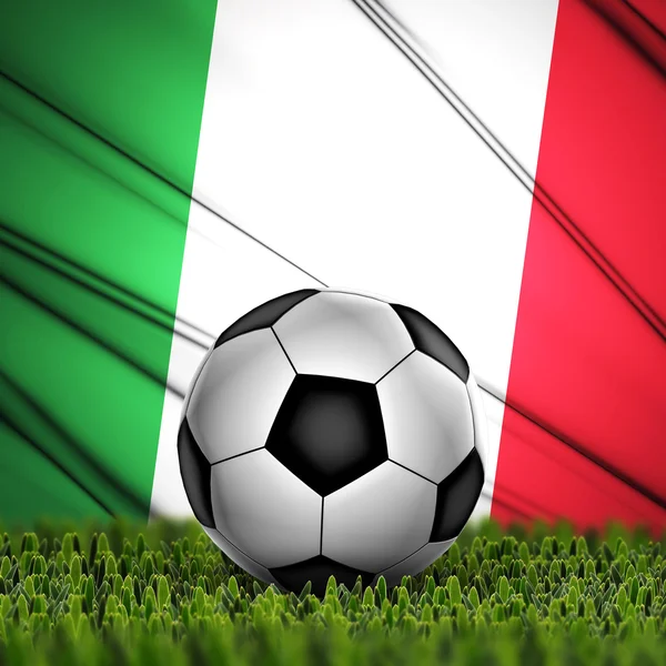 Voetbal met Italië vlag op achtergrond — Stockfoto