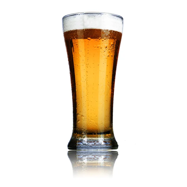 Cold glass of light beer — Stock Photo, Image