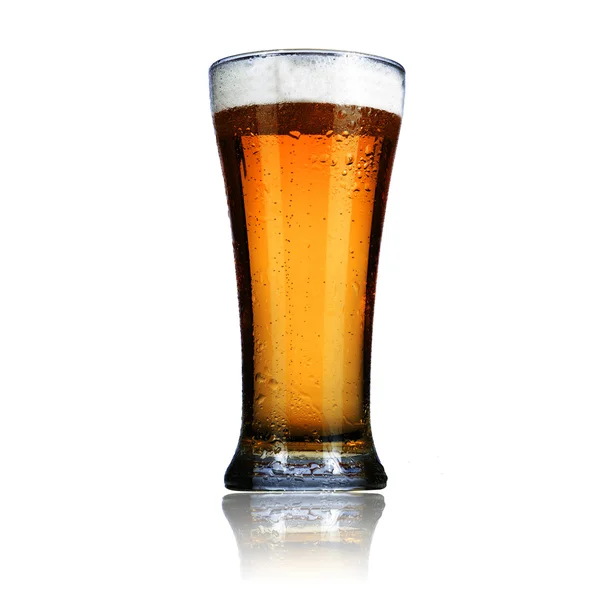 Cold glass of light beer — Stock Photo, Image