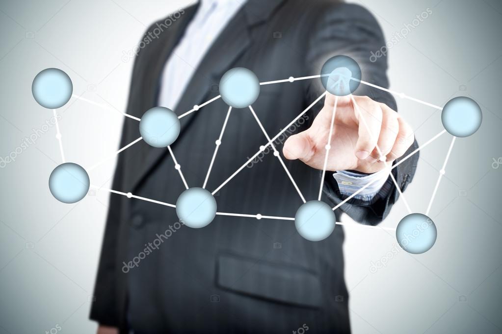 Businessman selecting a network