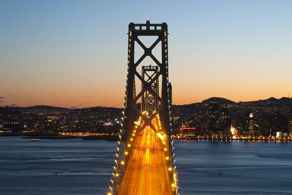Bay Bridge di malam hari — Stok Foto