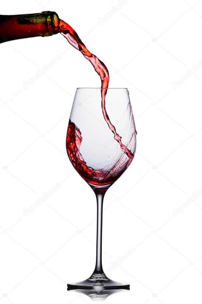 Red Wine Pouring into glass