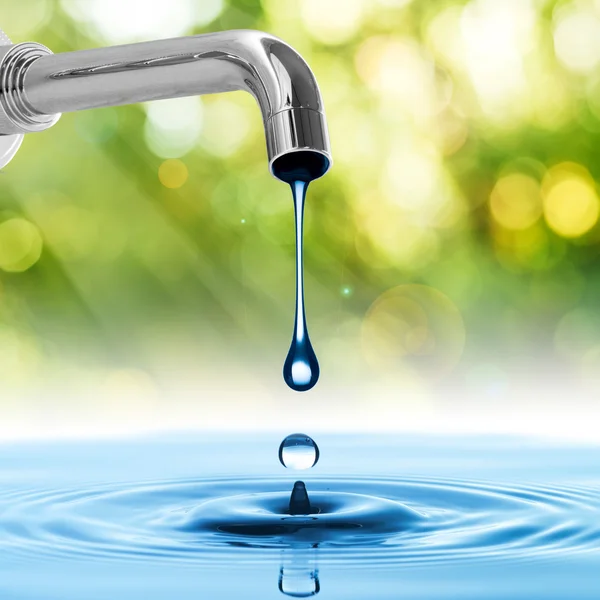 Water drop from water tap — Stock Photo, Image