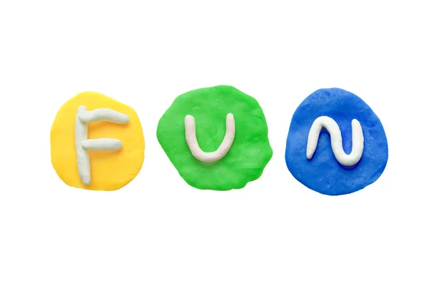 Coloré plasticine alphabet forme mot Fun — Photo