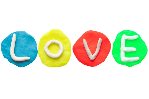 Colorido plastilina alfabeto forma palabra Amor —  Fotos de Stock