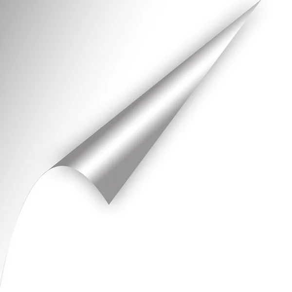 Biały papier curl z srebrny tło — Zdjęcie stockowe