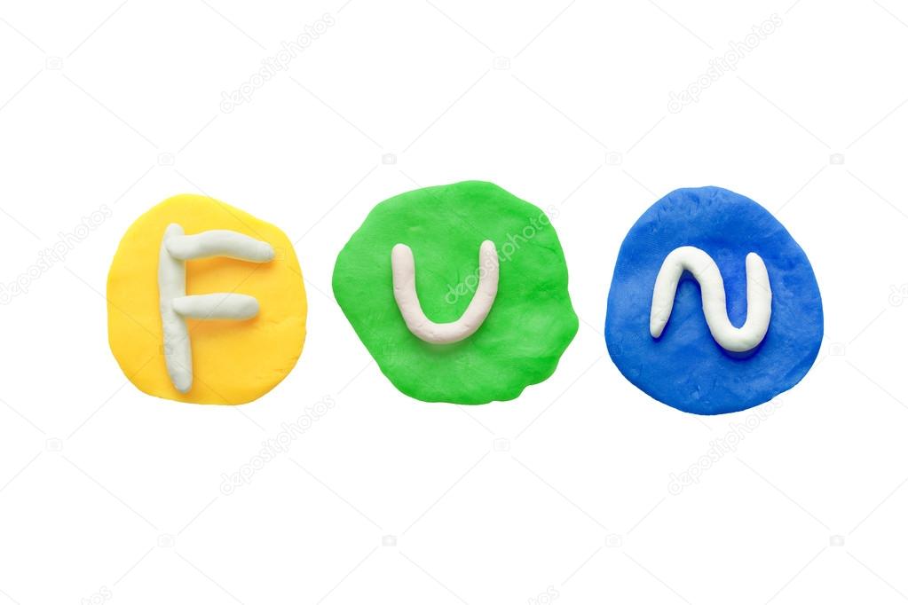 Colorful plasticine alphabet form word Fun