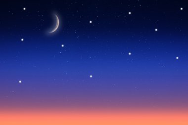 Aylı, yıldızlı gökyüzü