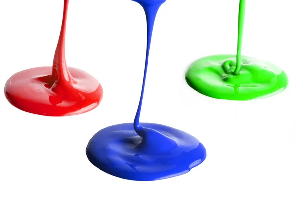 Pouring multiple color paints — Stock Photo, Image