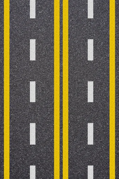 Asphalt road texture with white and yellow stripe — Stock Photo, Image