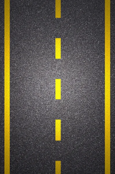 Asphaltstraßenstruktur mit gelbem Streifen — Stockfoto