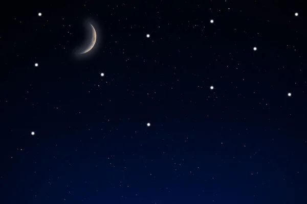 Cielo stellato con luna — Foto Stock