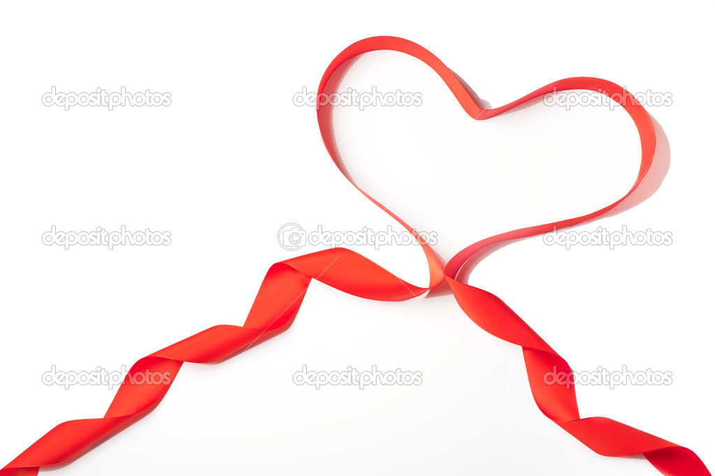 Red Satin Ribbon forming Heart shape