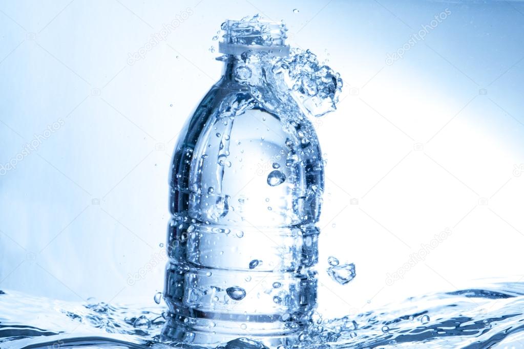 Water splash from water bottle