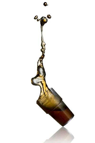 Cola Splash de vidro — Fotografia de Stock