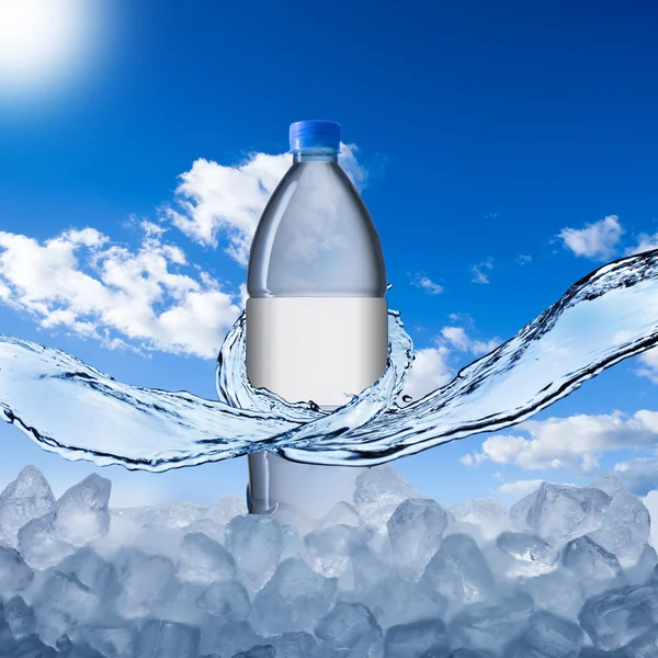 Bottle on ice cube — Stock Photo, Image