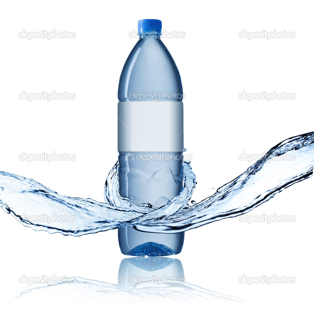 Water splash on bottle