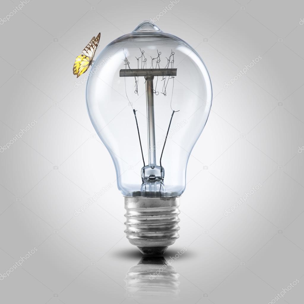 Light bulb with butterfly