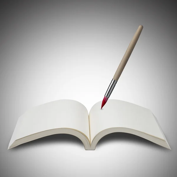 Paint brush with book — Stock Photo, Image