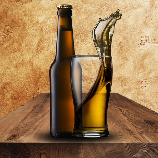 Beer Bottle with Beer Glass — Stock Photo, Image