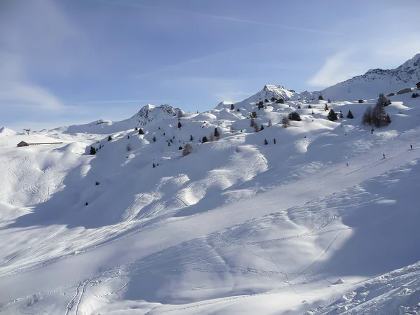 Fransız Alpleri'nde Kayak Çalıştır — Stok fotoğraf