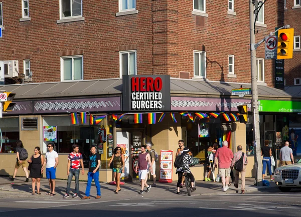 Restauranter, der viser støtte til World Pride - Stock-foto