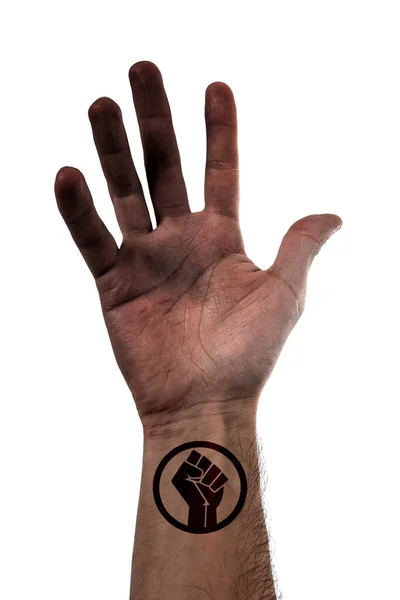 Прекрасна Стилізована Відкрита Рука Африканського Американця Великим Татуюванням Чорних Живих — стокове фото