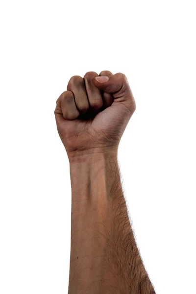 Beautiful Stylized Hand Arm African American Person Fist 100 White Imagen De Stock