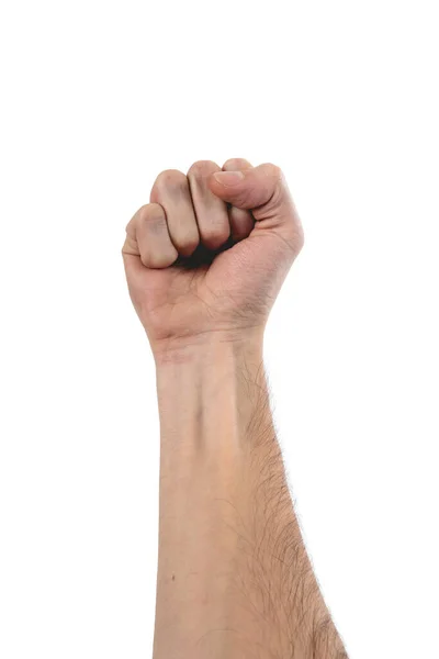 Красива Стилізована Рука Рука Білої Людини Кулаком 100 Білому Тлі — стокове фото