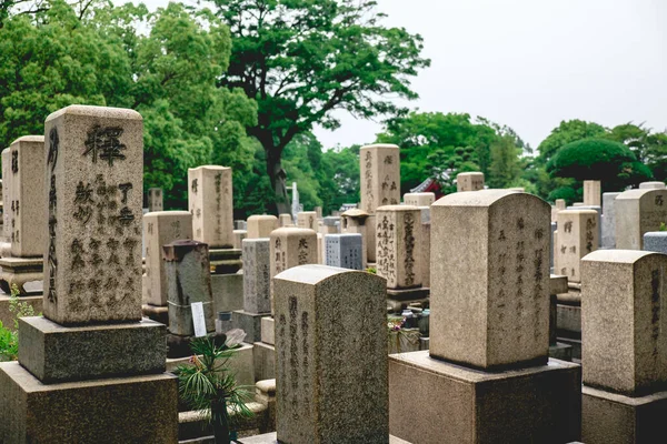 Sten Japanska Gravar Kyrkogården Buddisttemplet Osaka Japan — Stockfoto