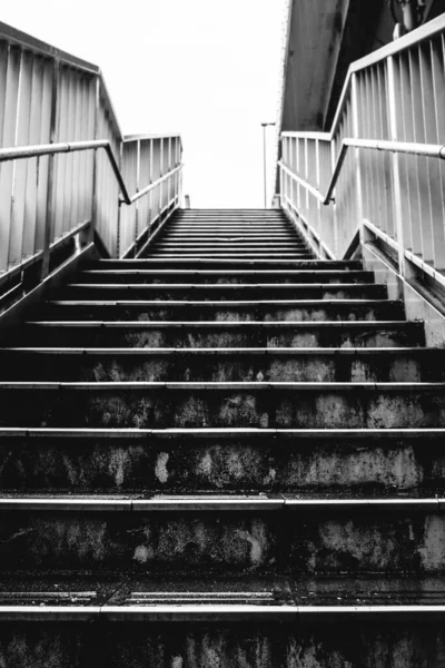 Alte Treppe Der Bahn Von Osaka Schwarz Weiß — Stockfoto