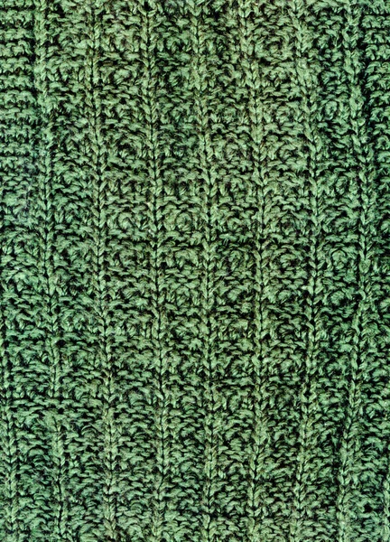 기계 뜨개질을 하는 어두운 녹색 양모 텍스처 — 스톡 사진
