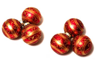 üç parça grupları kompozisyon kırmızı Noel topları