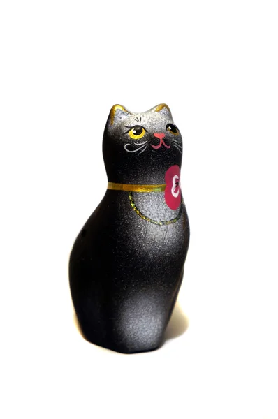 Schwarze Katzenfigur aus Ton — Stockfoto