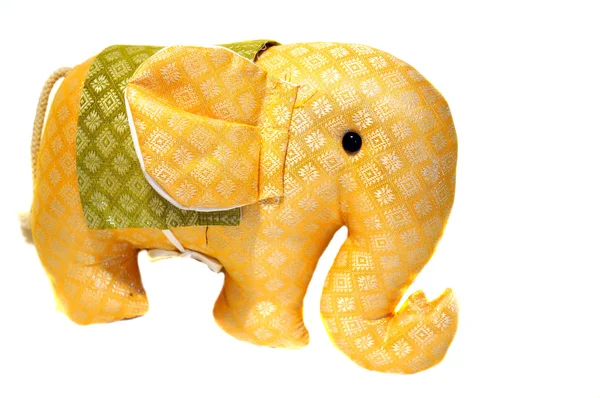 Toy orange patterned fabric elephant from Thailand — Stock Photo, Image