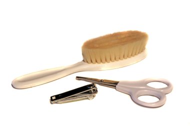 Bebek fırça, makas ve tırnak makasları