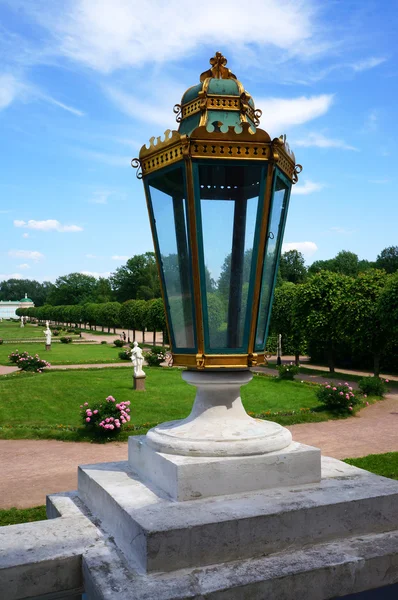 Large glass lantern on the balustrade of the palace on a backgro — Stock Photo, Image