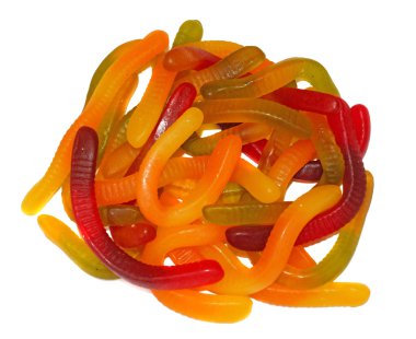 solucanlar izole olarak çok renkli çiğneme marmelat