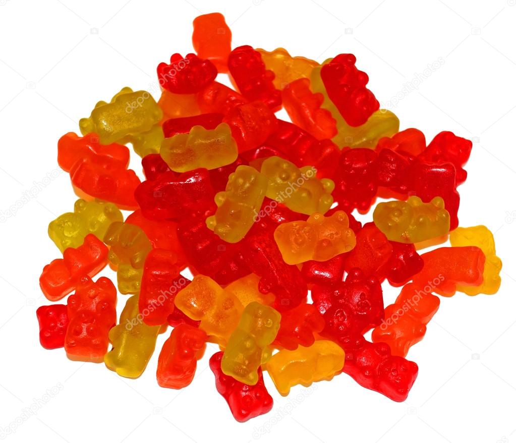 Multicolored Chewing marmalade as bears isolated