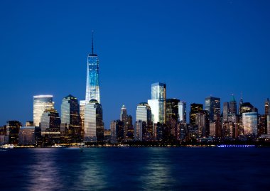yeni özgürlük Kulesi ve aşağı manhattan manzarası, gece