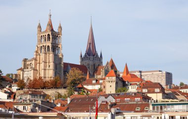 City landscape of Lausanne in the west of Switzerland clipart
