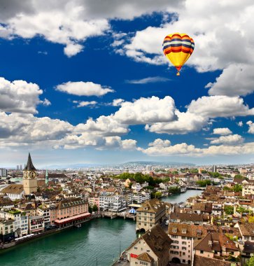 Zürih cityscape havadan görünümü