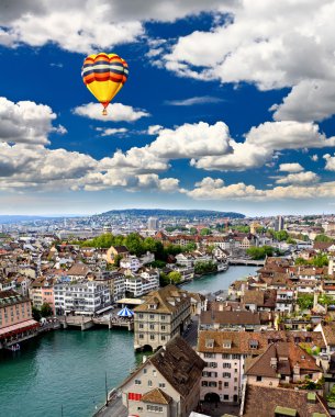 cityscape Zürih, İsviçre, havadan görünümü