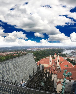 Prag şehrinin havadan görünümü
