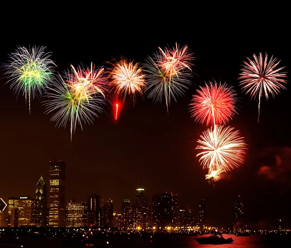 Chicago manzarası, gece — Stok fotoğraf