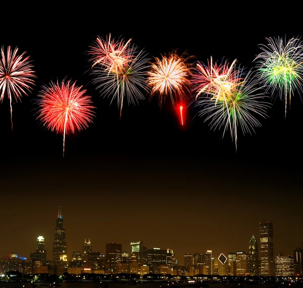 Chicago Skyline à noite — Fotografia de Stock