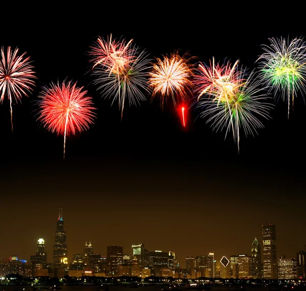 Chicago manzarası, gece — Stok fotoğraf