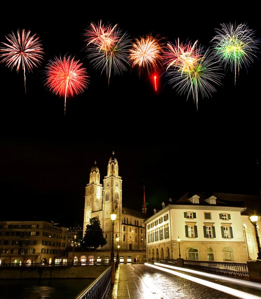 La vue nocturne de Zurich — Photo