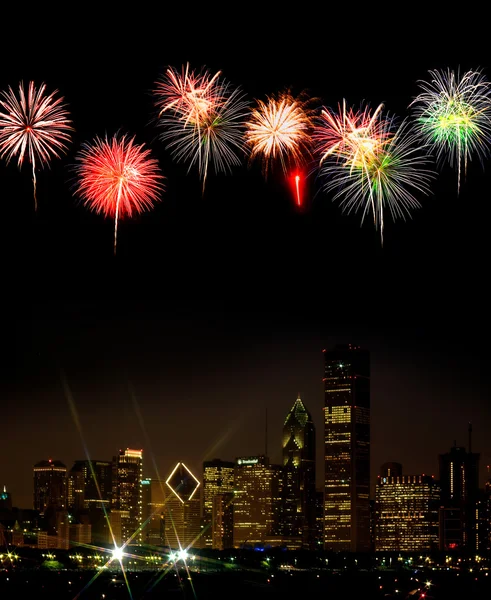 Chicago Skyline à noite — Fotografia de Stock