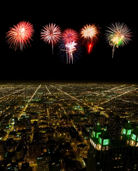 Letecký pohled na panoráma města chicago — Stock fotografie